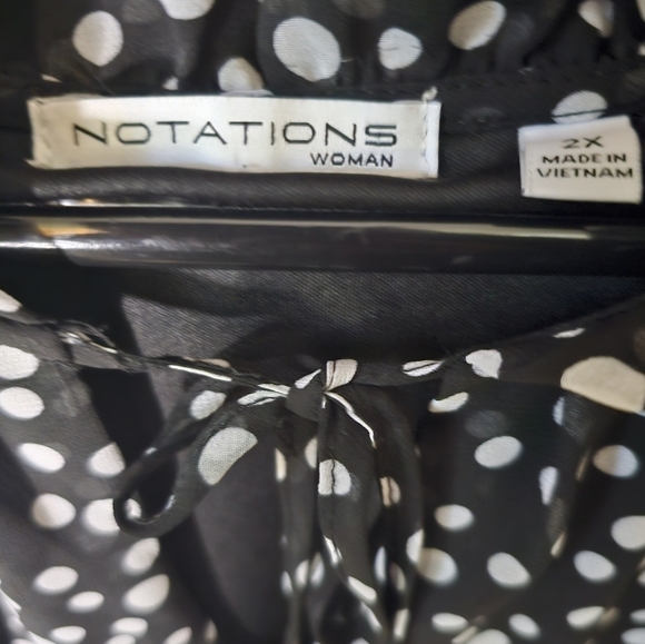 Notations Black and White Polka-dot Shirt Size XXL - Picture 5 of 5
